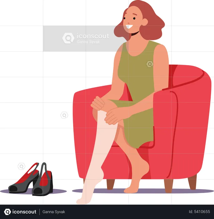 Young Woman Choose Footwear at Shop  Illustration