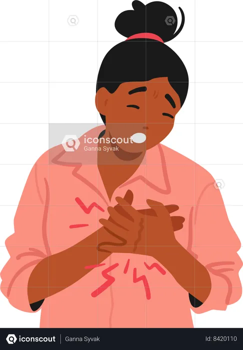 Young Woman Clutches Chest In Agony  Illustration