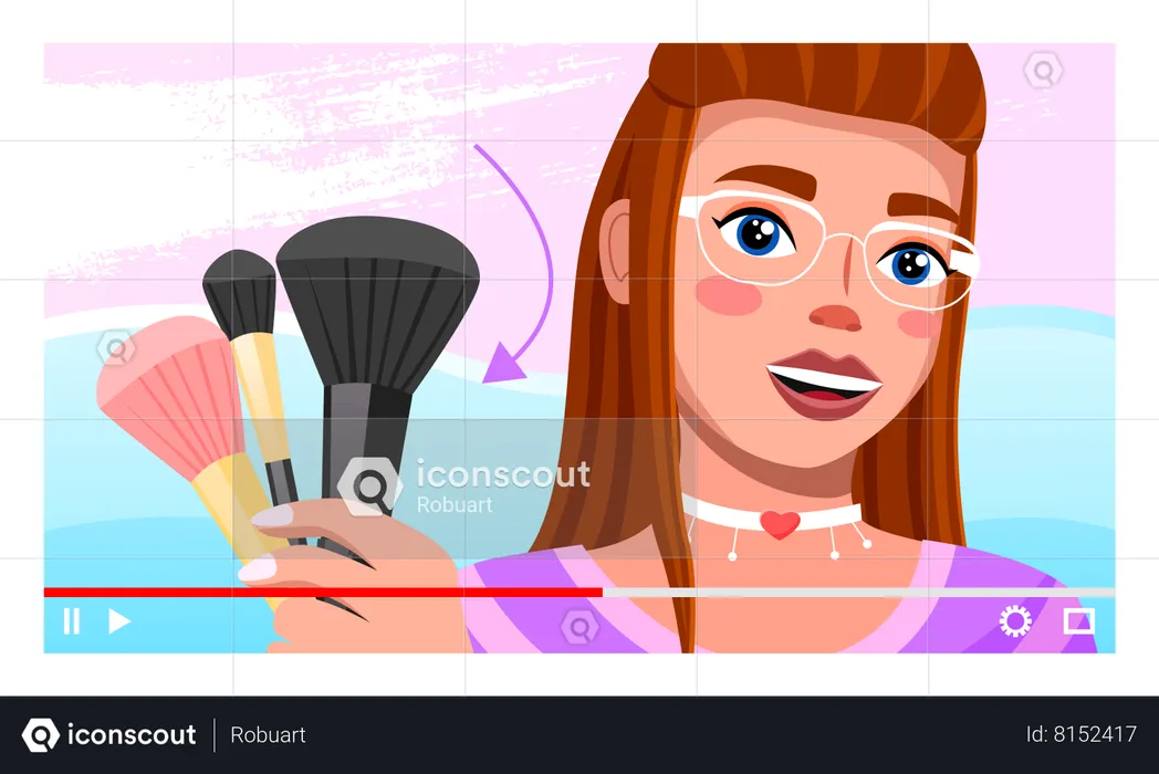 Young woman creating beauty video  Illustration