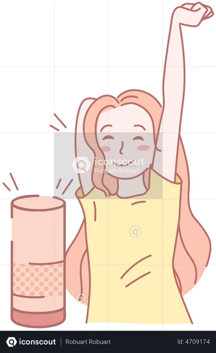 Young woman dancing with Bluetooth device  Illustration