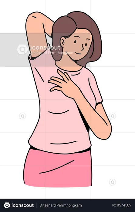 Young woman doing breast self examination  Illustration