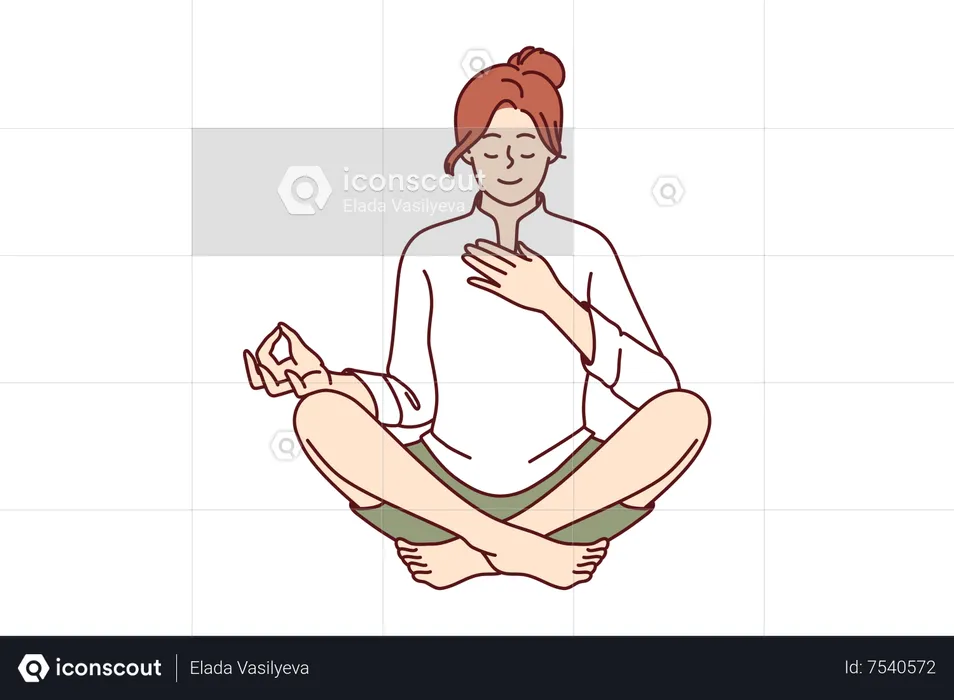 Young woman doing breathing exercise  Illustration