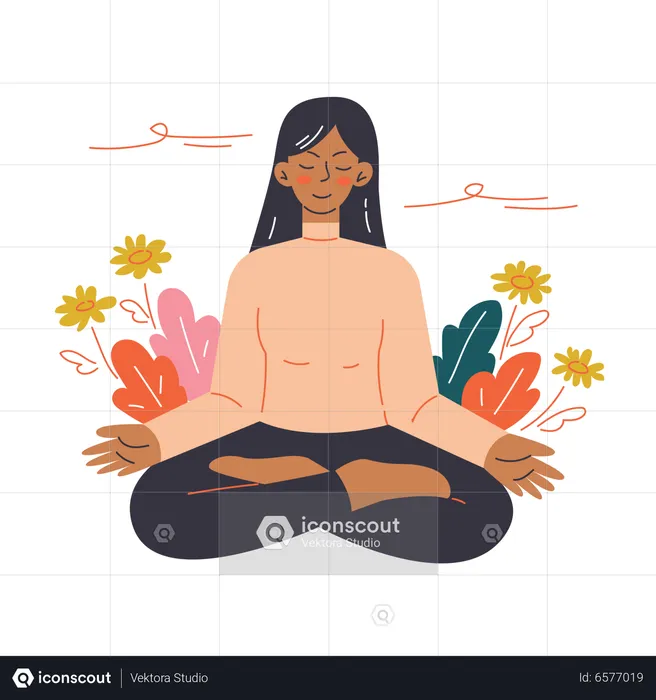 Young woman doing meditation  Illustration