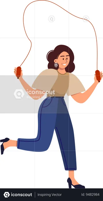 Young woman doing skipping  Illustration