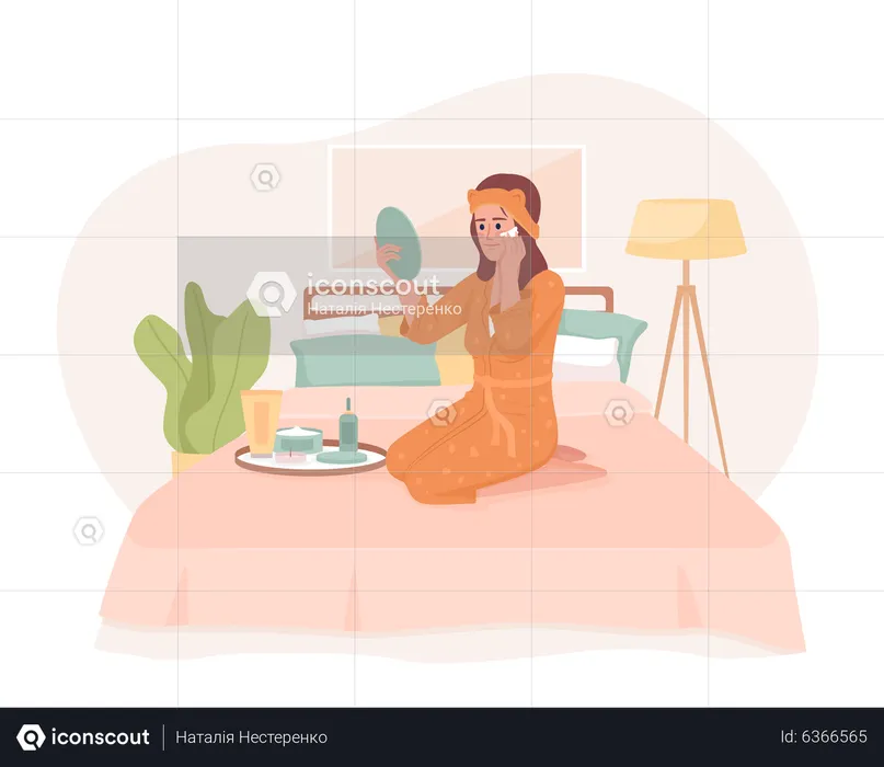 Young woman enjoying spa day at home  Illustration