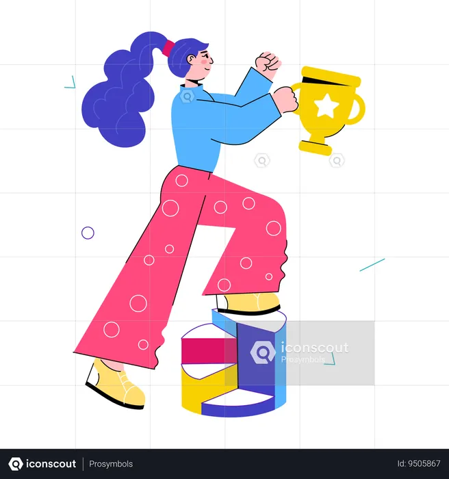 Young woman getting Business Achievement  Illustration