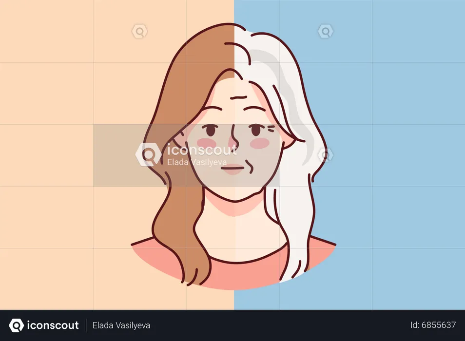 Young woman getting older  Illustration