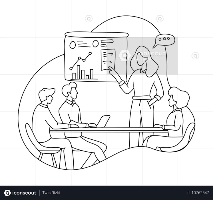 Young Woman giving business presentation  Illustration