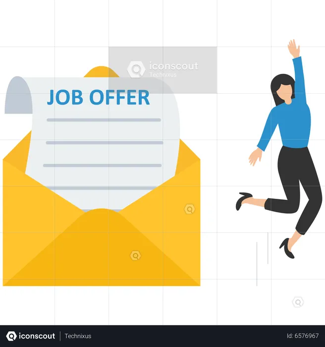 Young woman got job offer  Illustration