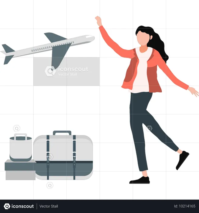 Young woman happy to business travel  Illustration