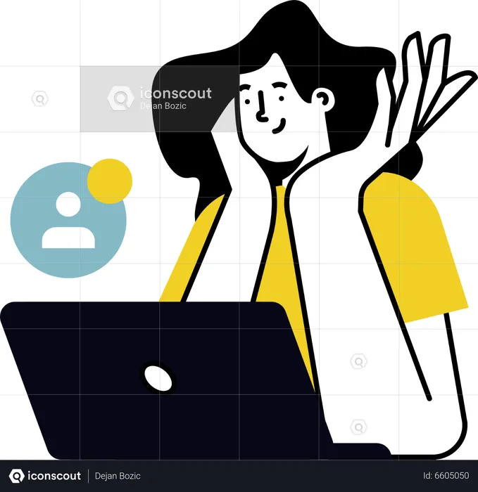 Young woman having video call  Illustration