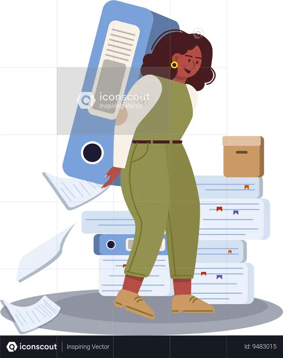 Young woman holding business files  Illustration