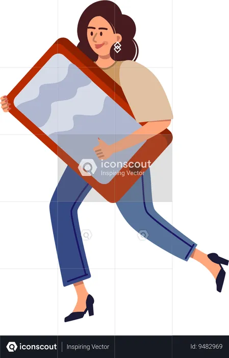 Young woman holding mobile phone  Illustration