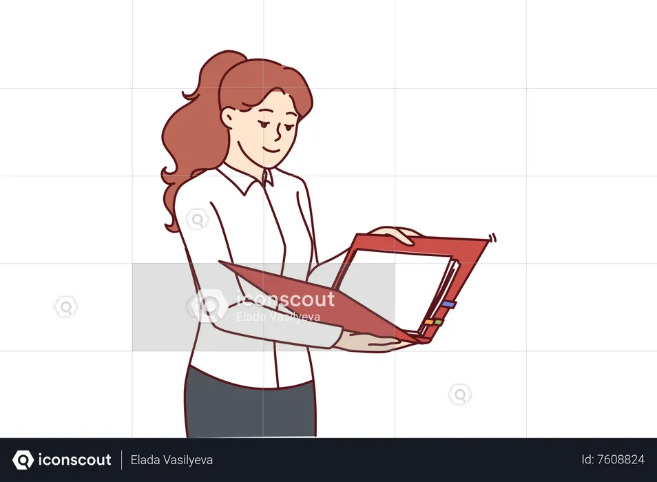 Young woman holding office file  Illustration