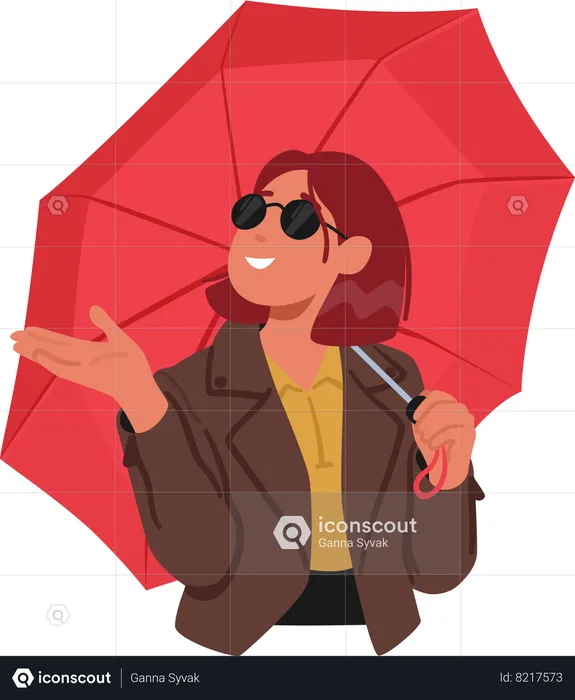 Young woman holding umbrella  Illustration