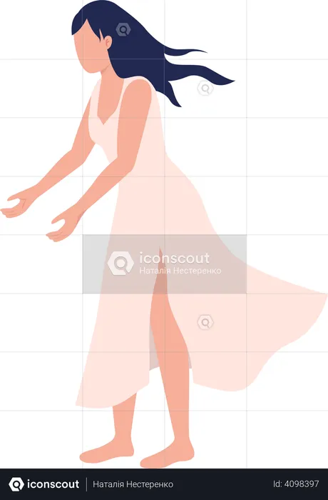 Young woman in fluttering dress  Illustration
