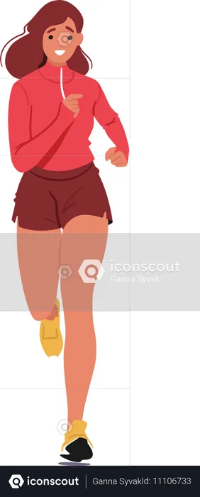 Young Woman Jogging  Illustration