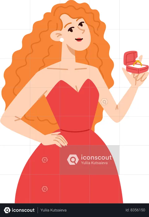 Young woman making a wedding proposal  Illustration