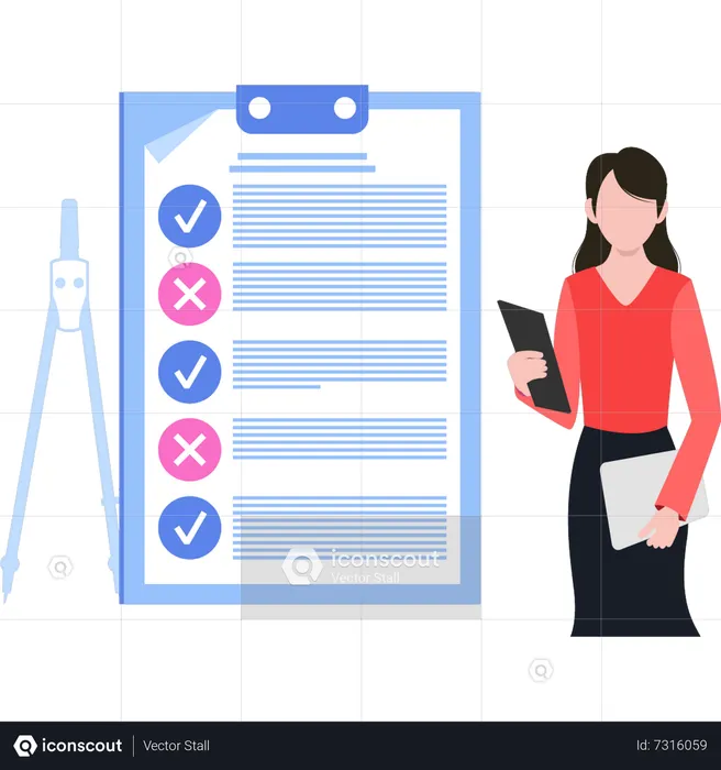 Young woman making checklist  Illustration
