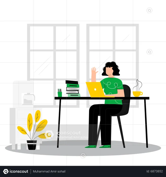 Young woman making online meeting  Illustration