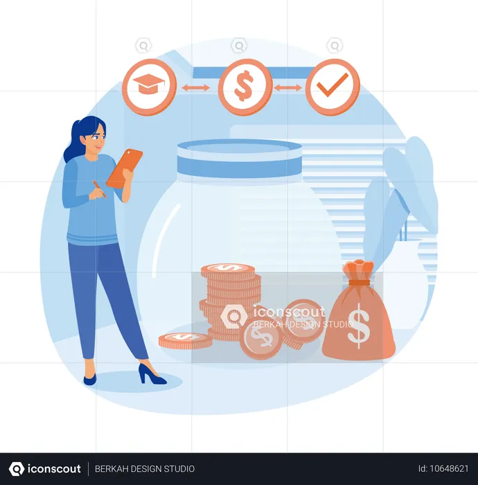 Young Woman Managing Personal Finances  Illustration