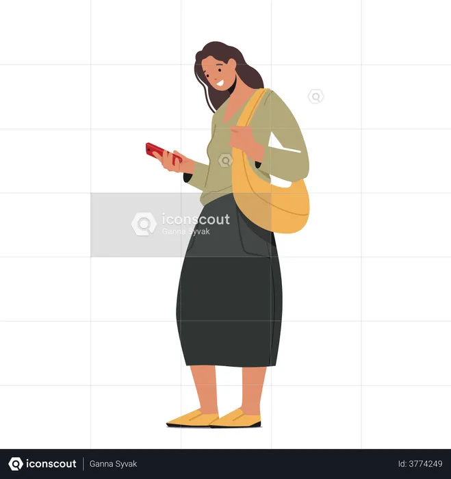 Young Woman Messaging  Illustration