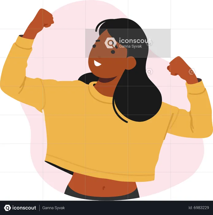 Young Woman Perform Muscles Demonstrate Confident Posture  Illustration