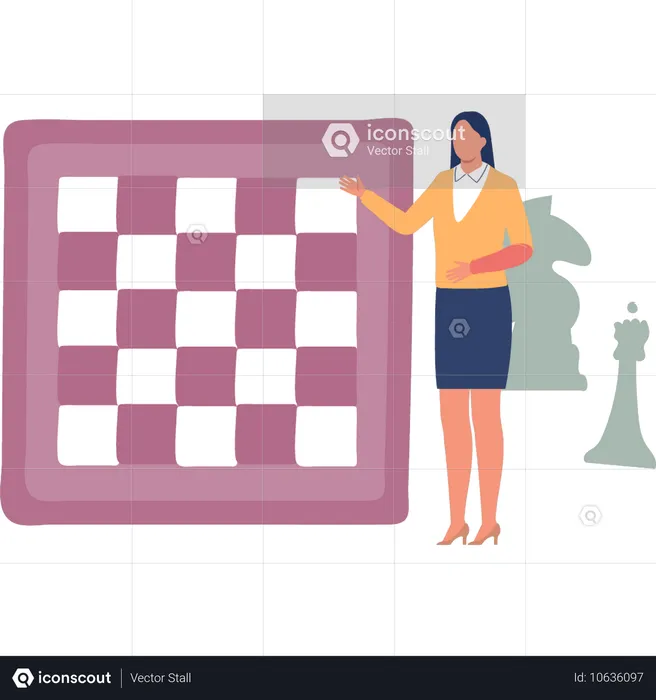 Young woman pointing game strategy  Illustration