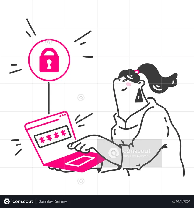 Young woman protected her password  Illustration