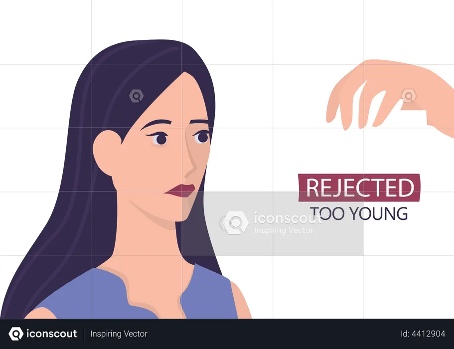 Young woman received rejection for job  Illustration