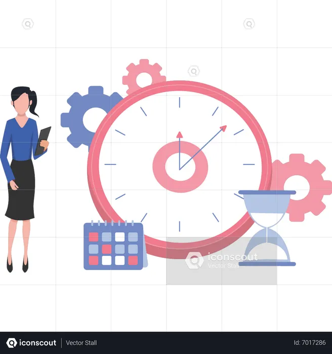 Young woman setting time  Illustration