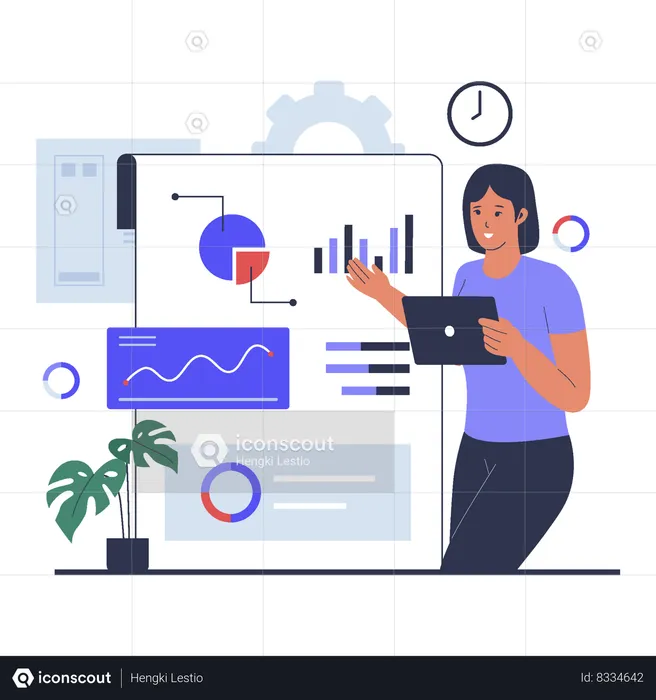 Young woman showing business analysis  Illustration
