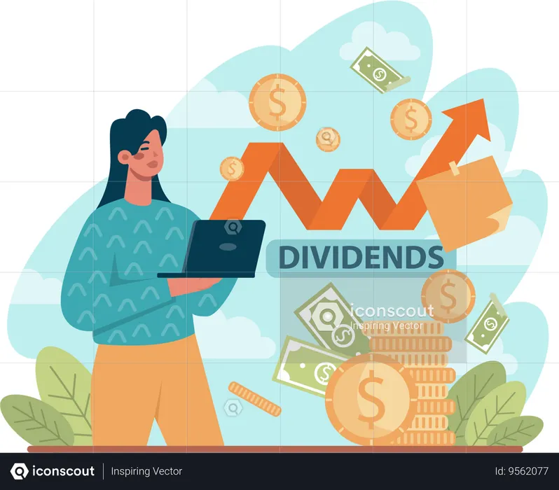 Young woman showing financial growth  Illustration