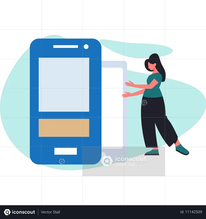 Young Woman showing mobile optimization  Illustration