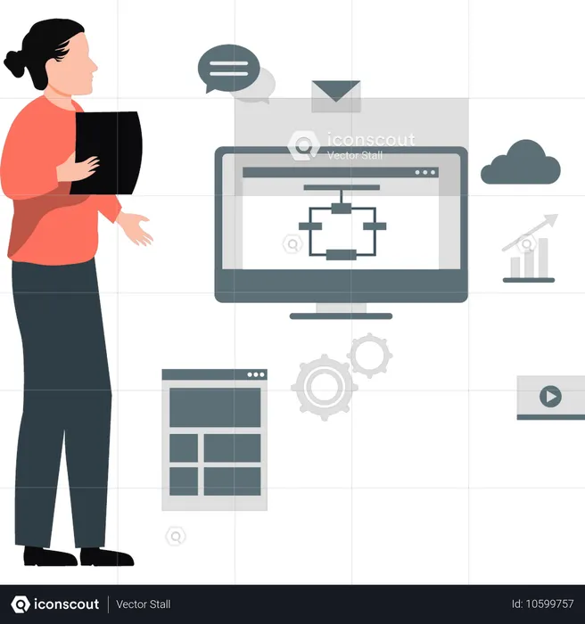 Young woman showing networking  Illustration