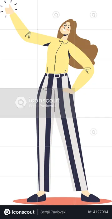Woman showing thumb up hand gesture  Illustration