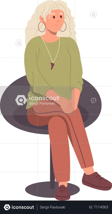 Young woman sitting on chair  Illustration