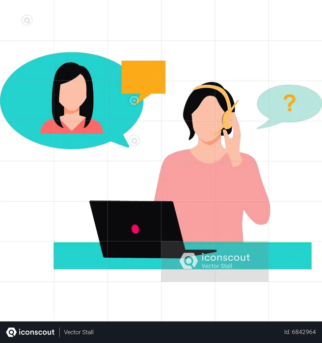 Young woman talking to customer service  Illustration