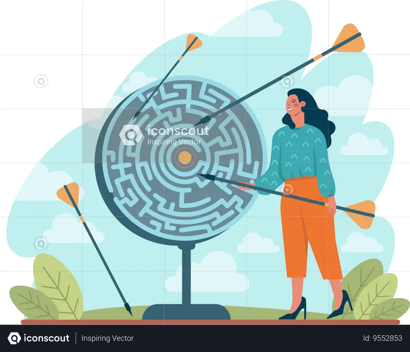 Young woman targeting goal  Illustration