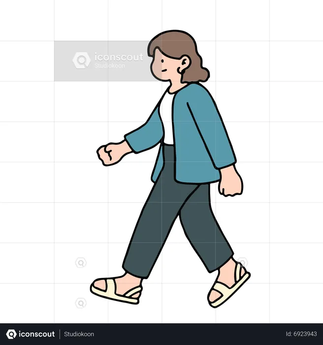 Young Woman Walking  Illustration