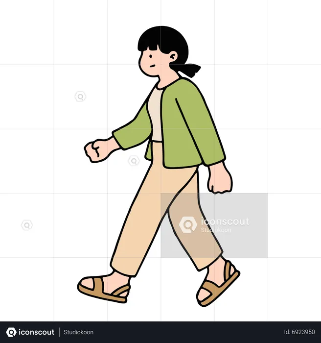 Young Woman Walking  Illustration