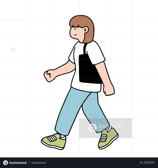 Young Woman Walking  Illustration