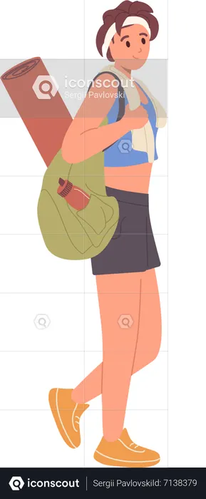 Young woman wearing sport outfit with handbag  Illustration