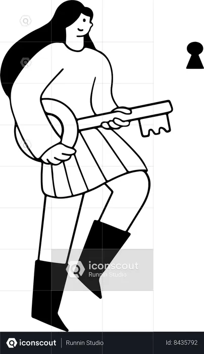 Young woman with business key  Illustration