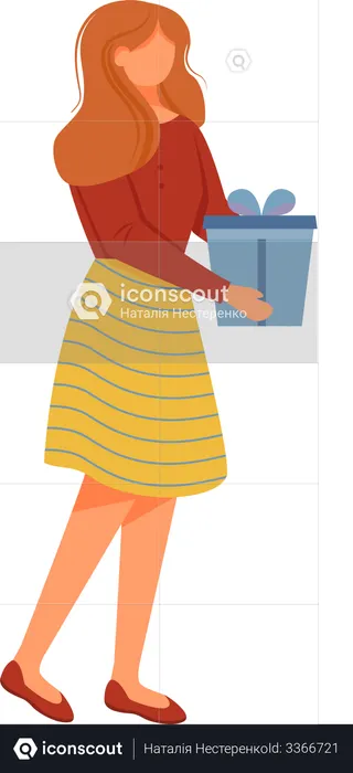 Young woman with gift  Illustration