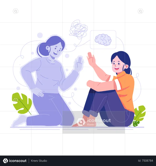 Young woman with mental illness illustration  Illustration