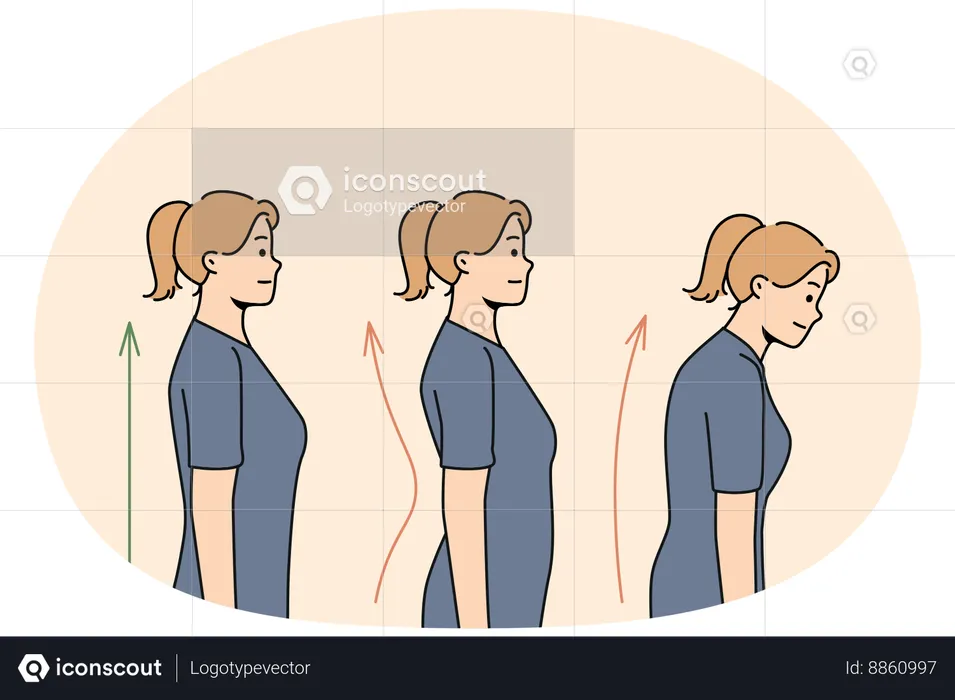 Young woman with posture correction  Illustration