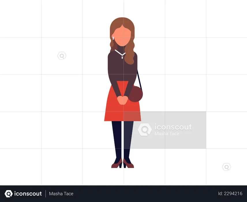 Young woman with purse  Illustration