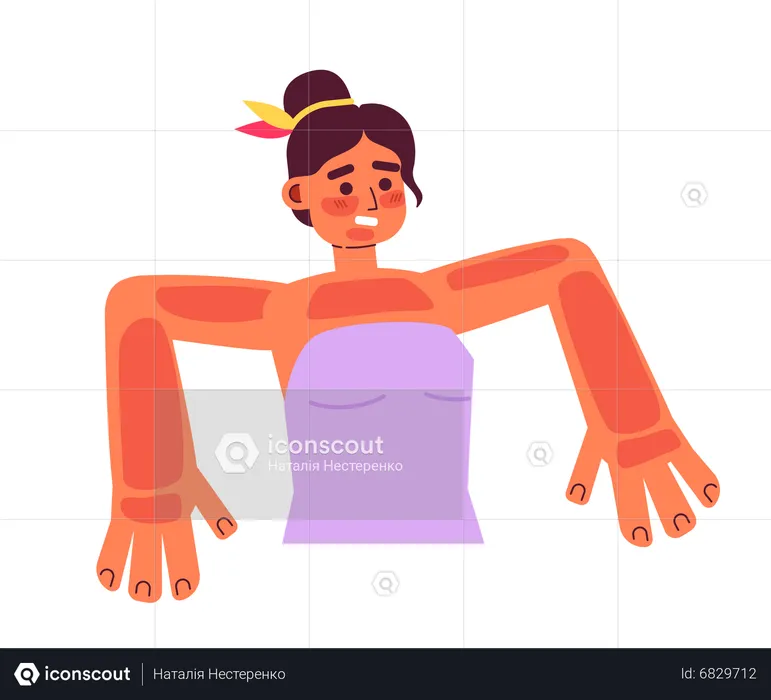 Young woman with severe sunburns  Illustration