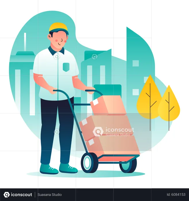 Your Package with Delivery Courier  Illustration